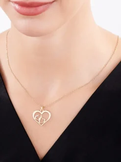 Zawieszka z żółtego złota z diamentami - serca - 0,01 ct - próba 375