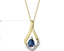 Zawieszka z żółtego złota z diamentami i szafirem - próba 375