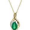Zawieszka z żółtego złota z diamentem i szmaragdem syntetycznym - próba 375