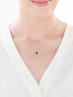 Zawieszka z żółtego złota z diamentem i szmaragdem syntetycznym - próba 375