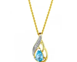 Zawieszka z żółtego złota z diamentem i topazem - próba 375