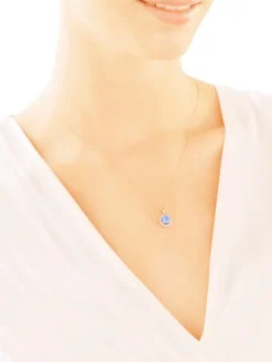 Zawieszka z żółtego złota z diamentami i tanzanitem - próba 585