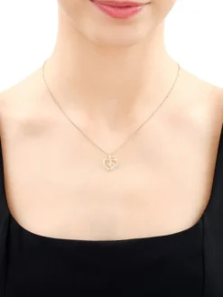 Zawieszka z żółtego złota z diamentami - serce, EKG serca - 0,006 ct - próba 375