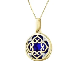 Zawieszka z żółtego złota z diamentami i emalią - 0,01 ct - próba 375