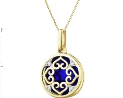 Zawieszka z żółtego złota z diamentami i emalią - 0,01 ct - próba 375