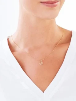 Zawieszka z żółtego złota z diamentem - litera J - 0,003 ct - próba 585