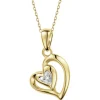Zawieszka z żółtego złota z diamentem - serca - 0,007 ct - próba 375