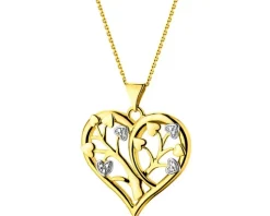 Zawieszka z żółtego złota z diamentami - serce - 0,01 ct - próba 585