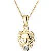 Zawieszka z żółtego złota z diamentem - Lew - 0,003 ct - próba 375