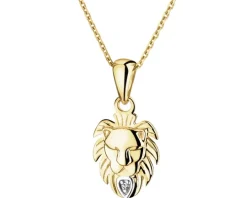 Zawieszka z żółtego złota z diamentem - Lew - 0,003 ct - próba 375