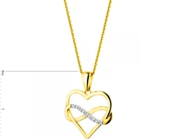 Zawieszka z żółtego złota z diamentami - serce, nieskończoność - 0,01 ct - próba 585