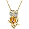 Zawieszka z żółtego złota z diamentami i cytrynem - sowa - próba 585
