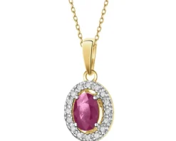 Zawieszka z żółtego złota z diamentami i rubinem - próba 585