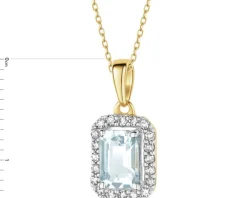 Zawieszka z  żółtego złota z diamentami i akwamarynem - próba 585