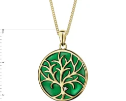 Zawieszka z żółtego złota z diamentem i emalią - drzewko - 0,005 ct - próba 375