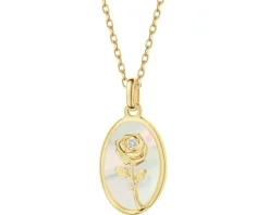 Zawieszka z żółtego złota z diamentem i masą perłową - róża - próba 585