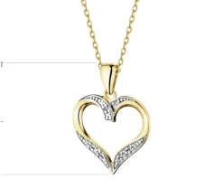 Zawieszka z żółtego złota z diamentami -  serce - 0,01 ct - próba 375