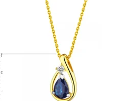 Zawieszka z żółtego złota z diamentem i szafirem - próba 585