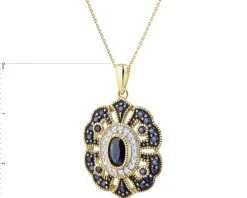 Zawieszka z żółtego złota z diamentami i szafirami - próba 585