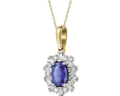 Zawieszka z żółtego złota z diamentami i szafirem - próba 585