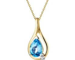 Zawieszka z żółtego złota z diamentem i topazem - próba 375