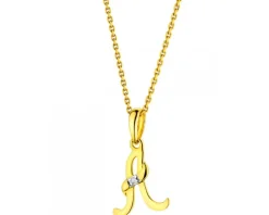 Zawieszka z żółtego złota z diamentem - litera A - 0,004 ct - próba 585