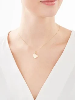 Zawieszka z żółtego złota z diamentem - puzderko - serce - 0,005 ct - próba 375