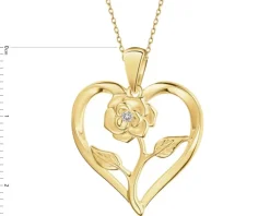 Zawieszka z żółtego złota z diamentem - serce, kwiat - 0,004 ct - próba 375