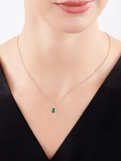 Zawieszka z żółtego złota z diamentami i szmaragdem syntetycznym - próba 375