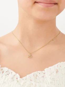 Zawieszka z żółtego złota z diamentem - aniołek - 0,003 ct - próba 585