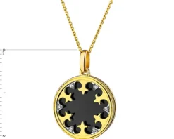 Zawieszka z żółtego złota z diamentami i emalią - rozeta - 0,01 ct - próba 375