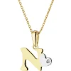 Zawieszka z żółtego złota z diamentem - litera N - 0,004 ct - próba 375