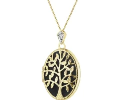 Zawieszka z żółtego złota z diamentem - puzderko - drzewko - 0,005 ct - próba 375