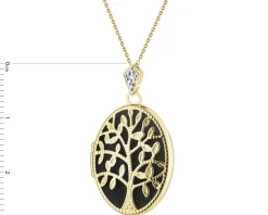 Zawieszka z żółtego złota z diamentem - puzderko - drzewko - 0,005 ct - próba 375