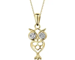 Zawieszka z żółtego złota z diamentami - sowa - 0,01 ct - próba 375