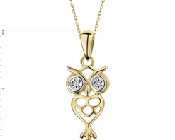 Zawieszka z żółtego złota z diamentami - sowa - 0,01 ct - próba 375