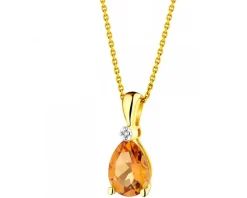 Zawieszka z żółtego złota z diamentem i cytrynem - próba 375