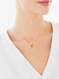 Zawieszka z żółtego złota z diamentem i cytrynem - próba 375