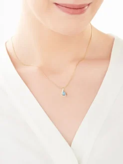 Zawieszka z żółtego złota z diamentem i topazem - próba 585