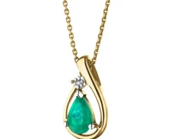 Zawieszka z żółtego złota z diamentem i szmaragdem - próba 585