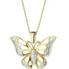 Zawieszka z żółtego złota z diamentami - motyl - 0,01 ct - próba 375