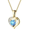 Zawieszka z żółtego złota z diamentem i topazem - serce - próba 375