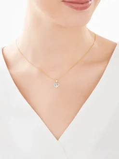 Zawieszka z żółtego złota z diamentem i topazem - serce - próba 375