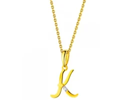Zawieszka z żółtego złota z diamentem - litera K - 0,004 ct - próba 585