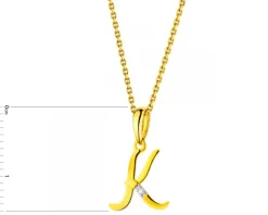 Zawieszka z żółtego złota z diamentem - litera K - 0,004 ct - próba 585