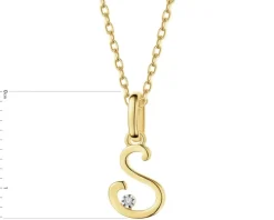 Zawieszka z żółtego złota z diamentem - litera S - 0,003 ct - próba 375