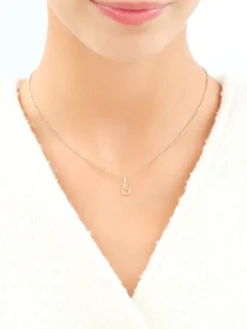 Zawieszka z żółtego złota z diamentem - litera S - 0,003 ct - próba 375