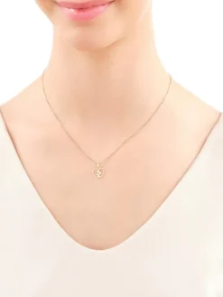 Zawieszka z żółtego złota z diamentem - serce, aniołek - 0,003 ct - próba 375