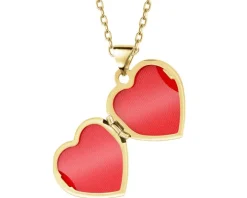 Zawieszka z żółtego złota z diamentem - puzderko - serce - 0,005 ct - próba 375