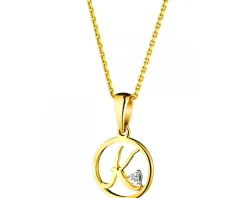 Zawieszka z żółtego złota z diamentem - litera K - 0,003 ct - próba 585